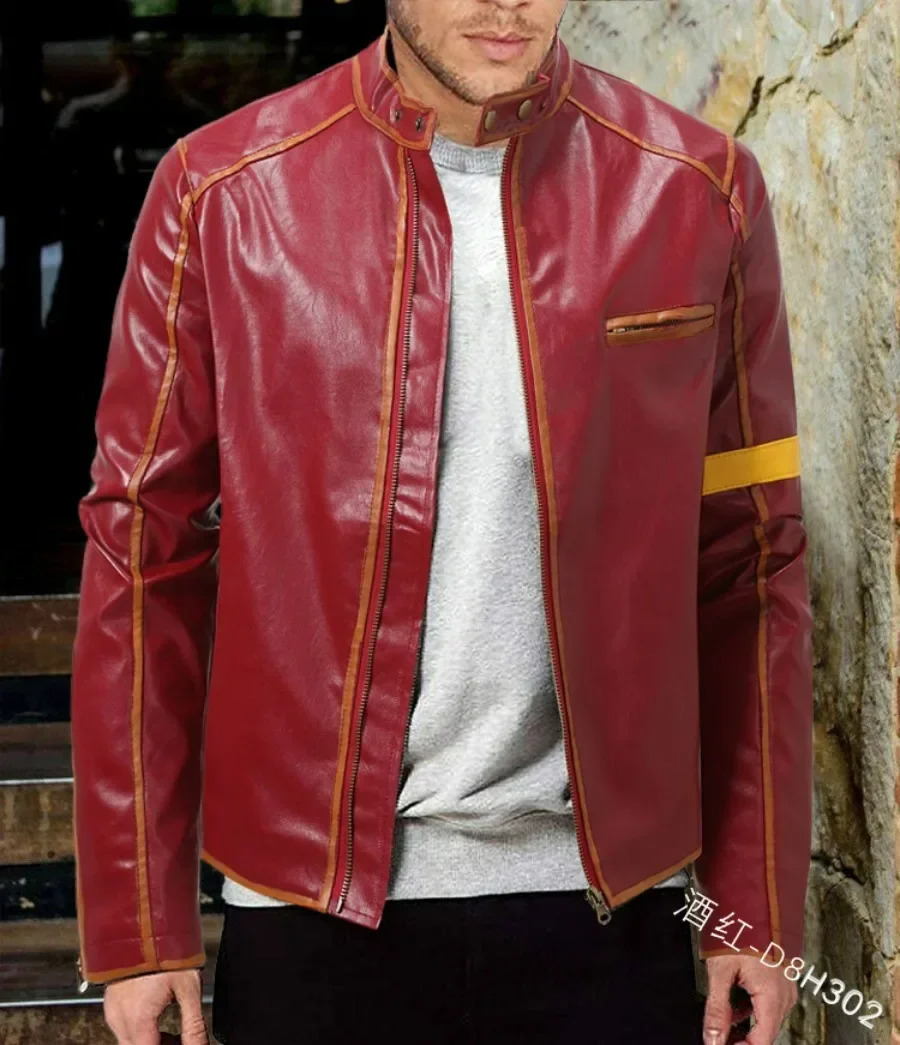 2025 Autumn Winter Mens Leather Jacket Fashion Teenager Stand Collar Punk Motorcycle Male S5XL 250109