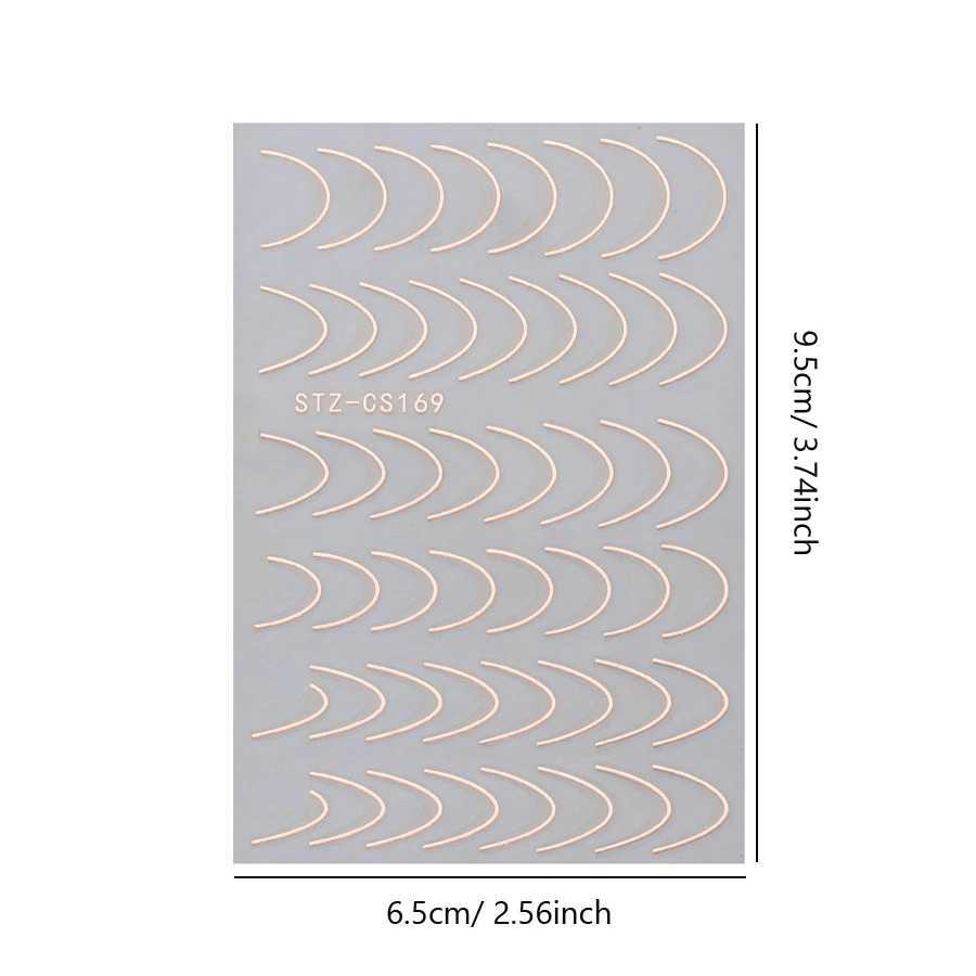 4 Sheets Nail Stickers French Style Metallic Lines Easy to Apply Adhesive Nail Art DecalsXJ250120