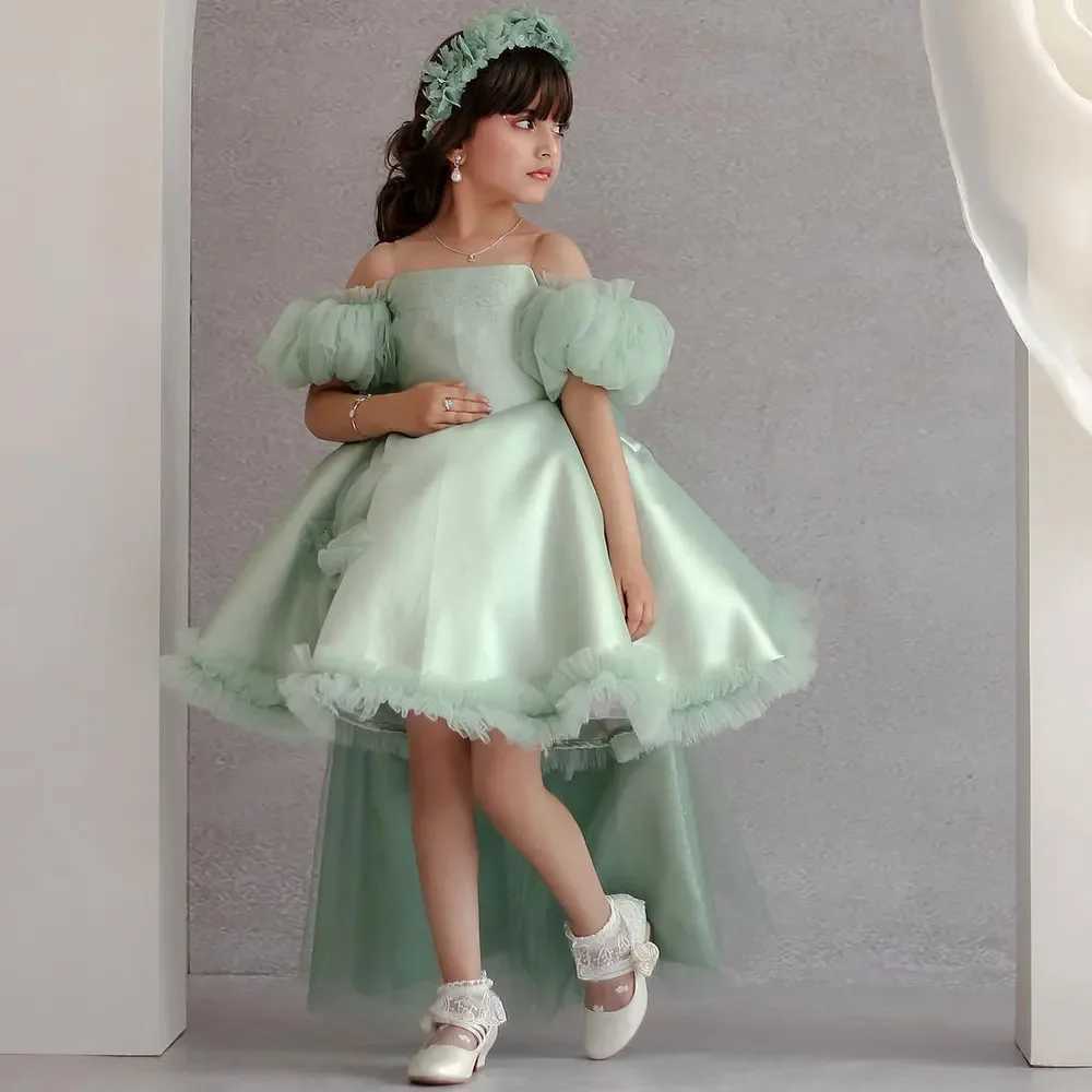 Luxury Sage Green Flowers Girl Dress Offensive Children Princess Clothes for Wedding Dresses Kids Birthday Party First Communion X250203