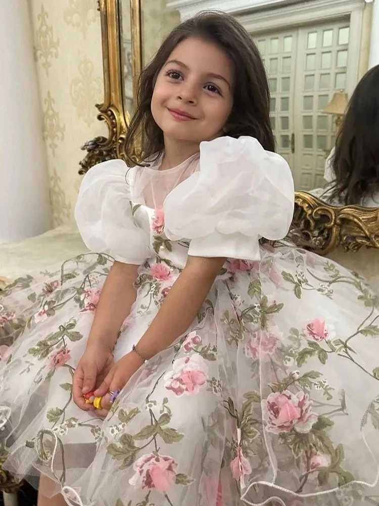 Baby Girl Birthday Fluffy Dress Infant 2024 Baptism Gown Flower Wedding Costume Kids Long Sleeved Clothes Toddler Dresses X250203