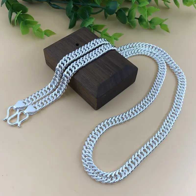 Buyee 925 Sterling Silver Male Big Necklace Chain Light Smooth Wide Chain Necklace for Man Boy Excellent Jewelry ChainXJ250114