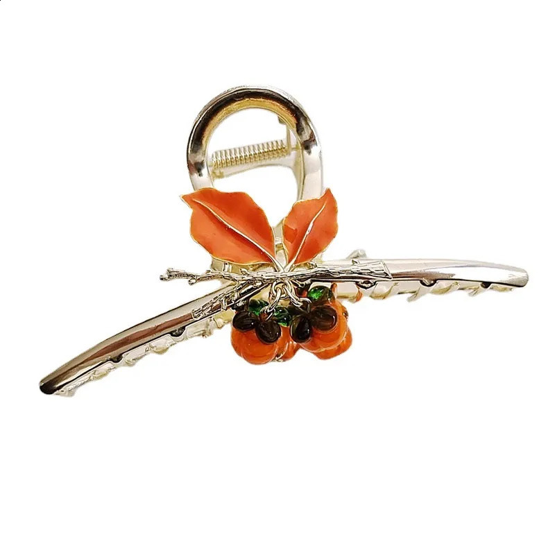 Fashion grace Crystal persimmon Hair Clip Sweet shark clip Barrette Headdress For Women Girl Hair Accessories Ponytail Claw Clip 250120