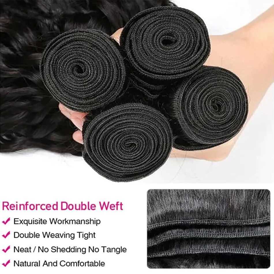 Deep Wave Curly Human Hair Bundles With Transparent 13x4 Lace Frontal Brazilian Extension for Women Weave 3 Bundles With CloXJ250120