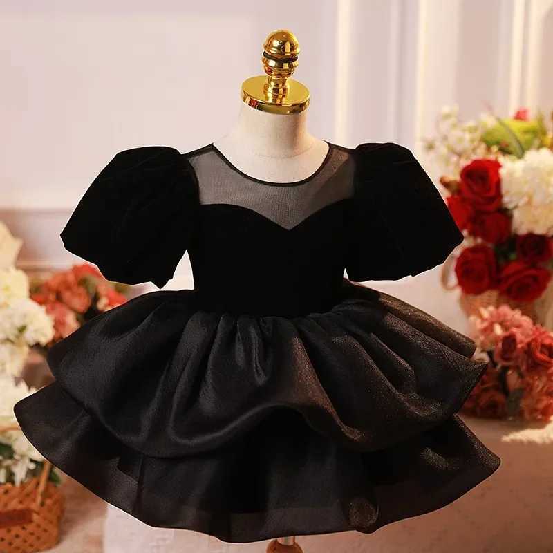 2024 New Black Baby Spanish Royal Dress Childrens Birthday Baptist Dress Childrens Elegant Girl Boutique Party Vest Clothing X250203