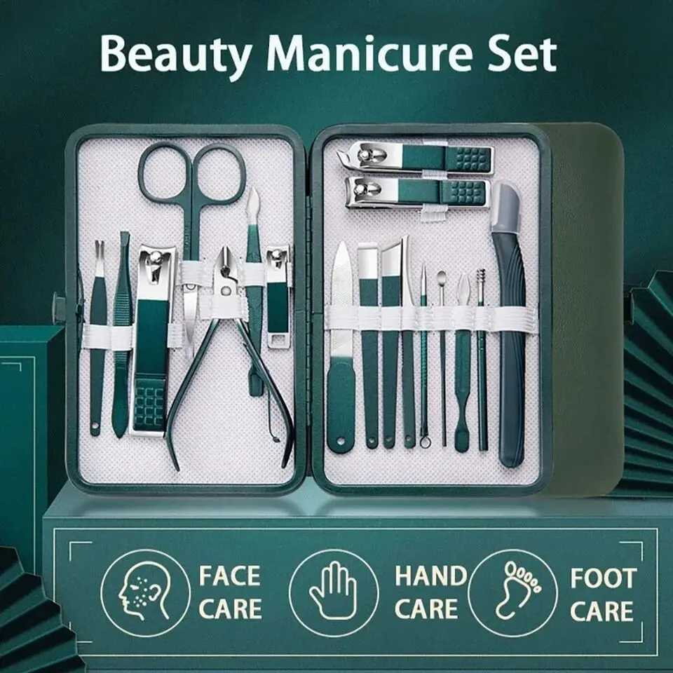 New Stainless Steel Nail Clipper Set Professional Green Grooming Tool Set Home Nail Art SetXJ250116