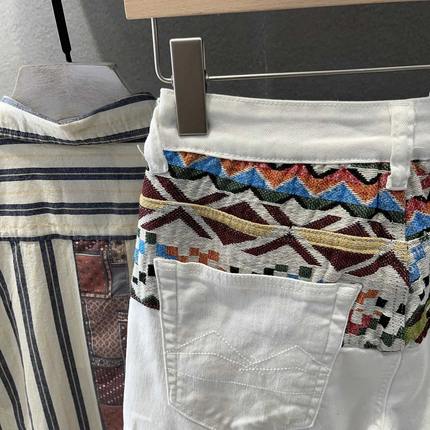 Korean Style Luxury Summer Jeans Shorts White Embroidery Men Designer Casual Straight Popularity Denim Harajuku Shorts Pants X250203