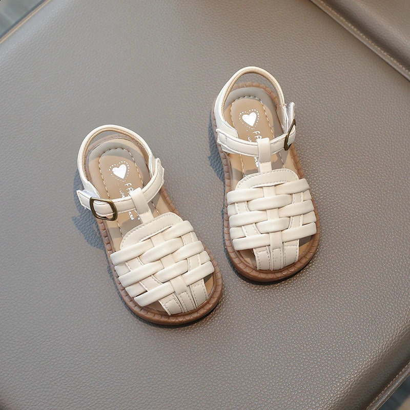 Unishuni Fashion Baby Boys Girls Sandals Children Braid Hollow-Out Summer Shoes Princess Kids Retro Soft Sole Casual Flats 22-31 250114
