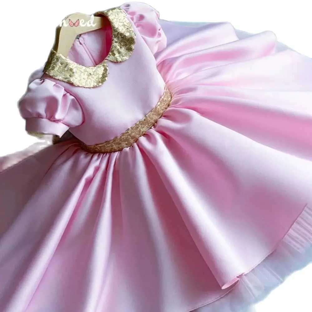 Pink Tulle Flowers Girls Dresses Jewel Puffy Princess Pageant Country Gowns For Wedding Evening Bridesmaid First Communion Dress X250203