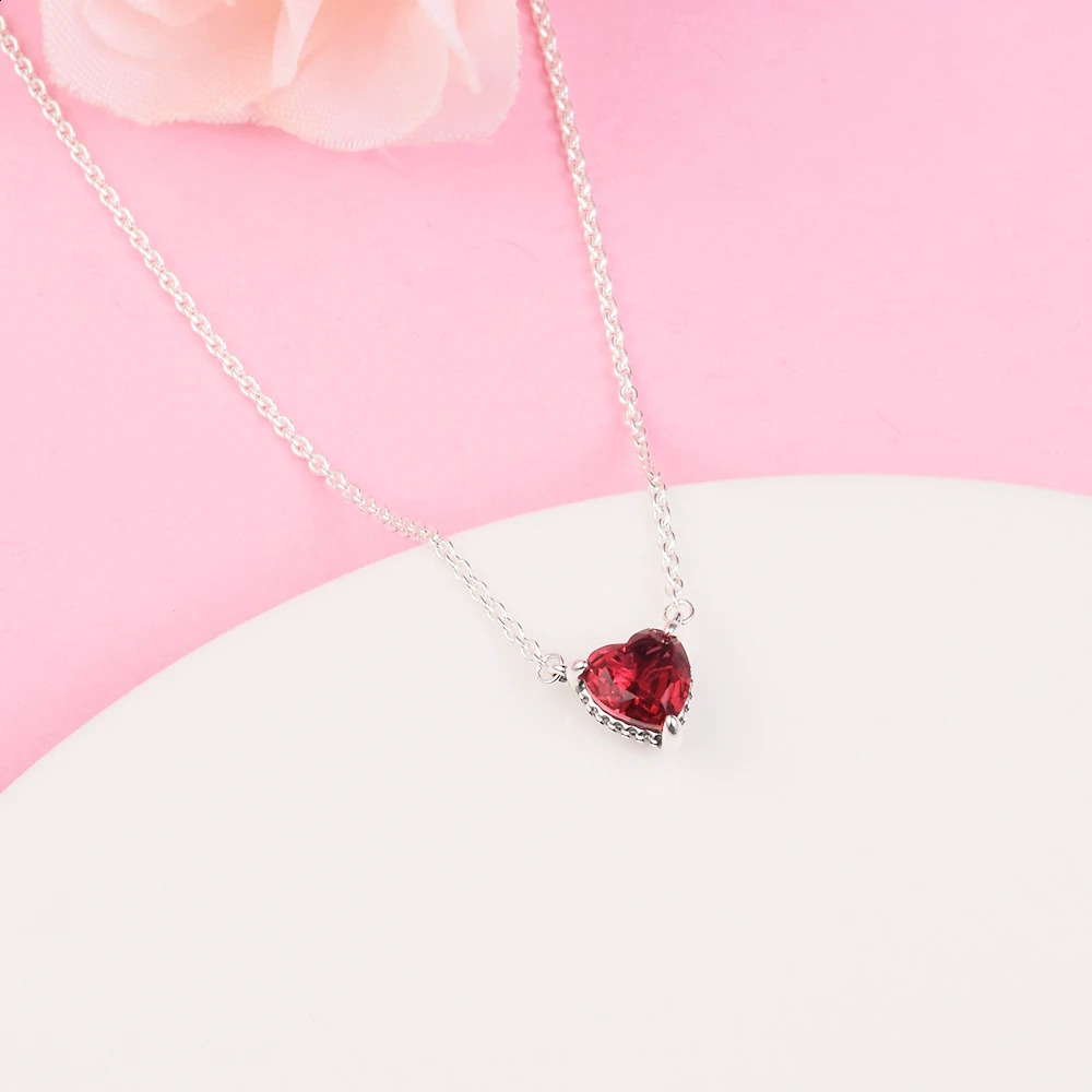 Sparkling Heart Halo Pendant Collier Necklace Mother Kids 925 Sterling Silver Jewelry Necklace For Woman Elegant Fashion 250117