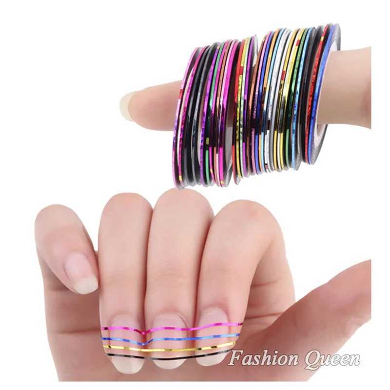 10pcs Nail Striping Tape Metallic Yarn Line 3d Nail Art Tool Color Rolls Nail Decals DIY Nail Tips Sticker DecorationXJ250120