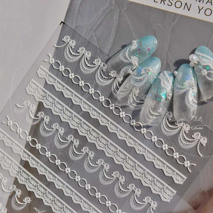 1pcs 5D Embossed Exquisite Kawaii Lace Nail Art Stickers Japanese Lace Series Nail Adhesive Decorations Decals DIY AccessoriesXJ250120