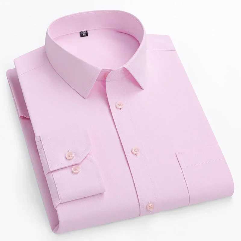 New in shirt 40%cotton plus size 14XL long-sleeve shirts for men slim fit formal plain shirt double collor office red clothesXJ250121