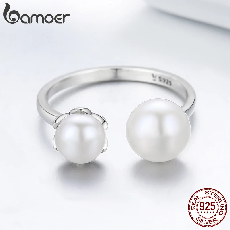925 Sterling Silver Double Shell Pearl Adjustable Ring Quality Pearl Opening Ring for Women Fine Jewelry SCR192 250121