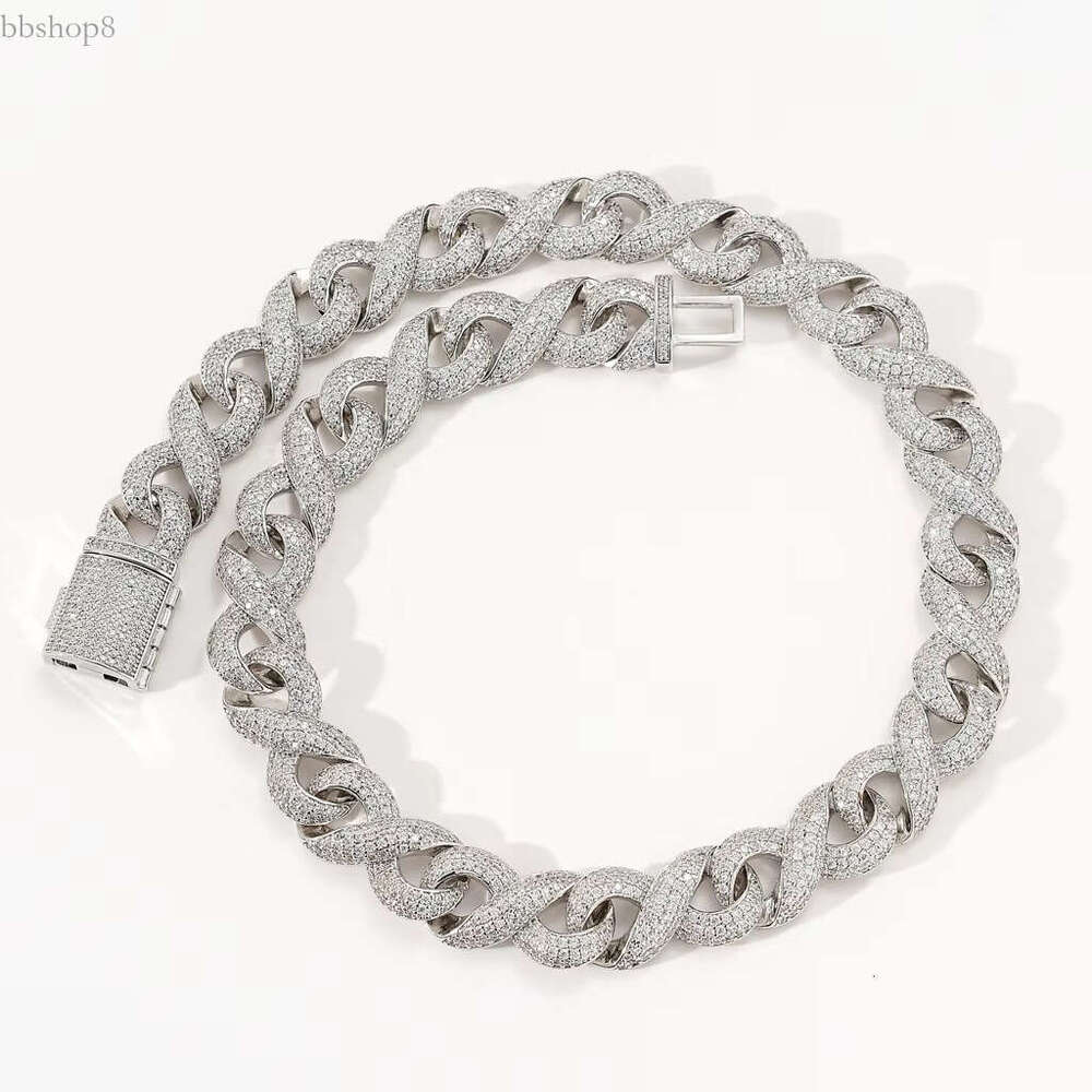 New 15MM Hip Hop Iced Moissanite Stainless Steel Season Sier Dia Cuban k Chain For Men
