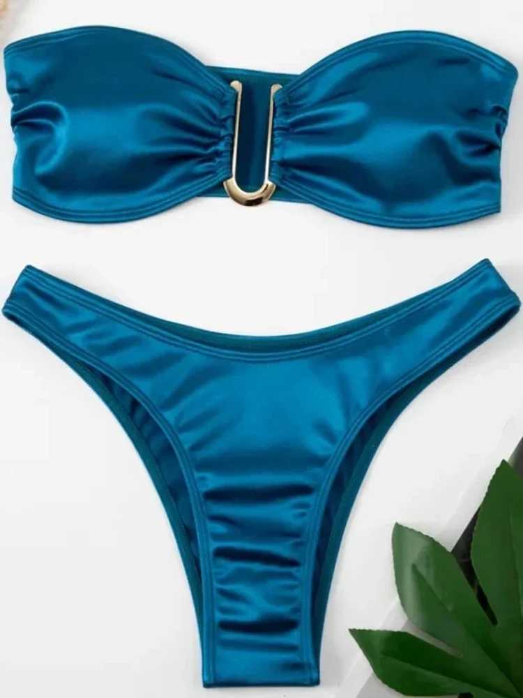 OIINAA Bathing Suit Women Sexy Solid U Shaped Swimwear Strapless Bikini Set Beachwear Fe Two-pieces Summer Swimsuit BiquinisXJ250120