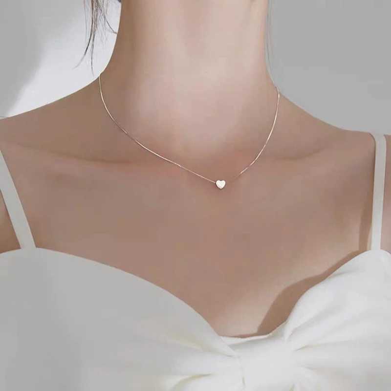 Fashion 925 Sterling Silver Heart Pendant Necklace Clavicle Chain For Women Fine Jewelry Wedding Party Birtay GiftXJ250114