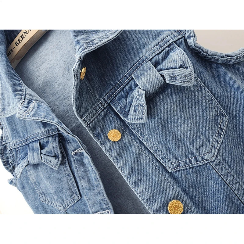 Vintage Blue Denim Vest Women Waistcoat Korean Cowboy Sleeveless Jacket Coat Spring Summer Bow Pocket Short Jeans Vest Female 250122