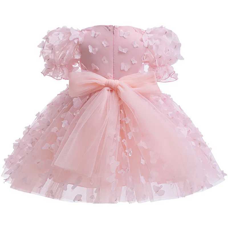 1 2 3 4 5 6 Years Butterfly Girls Dress Summer Mesh Fashion Bow Little Princess Baby Dress Christmas Birthday Gifts Kids Clothes X250203