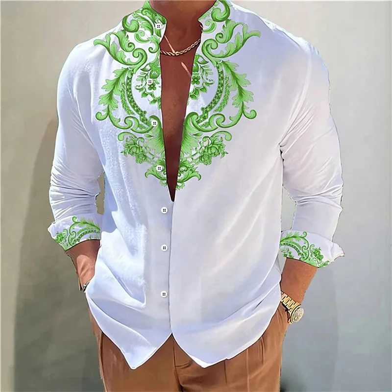 2024 Summer Mens Shirts Graphic Print Button Tops Long Sleeve Button Shirt Clothing Design Comfortable S-6XLXJ250121