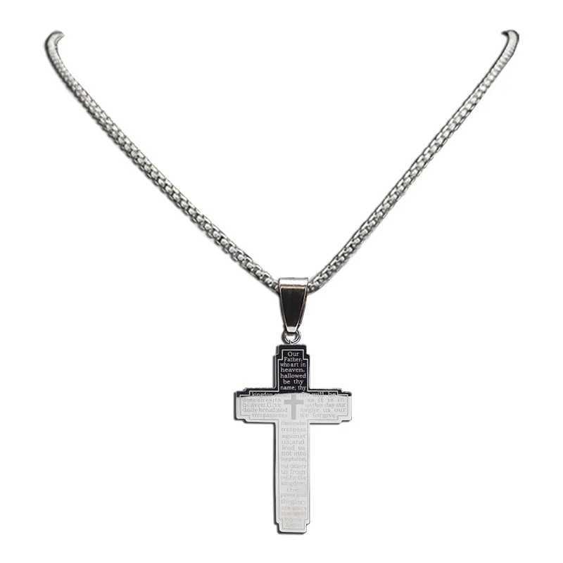 TrendMen Hiphop Rock Crucifix Cross Stainless Steel Pendant Necklaces For Men Boys Black Metal Clavicle Chain Party Jewelry GiftXJ250121