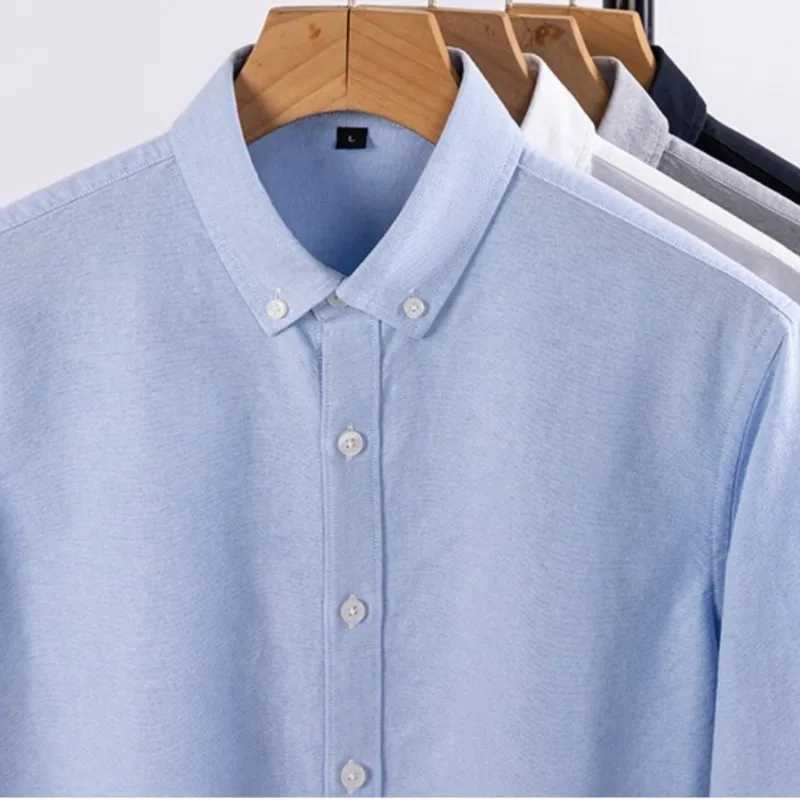 Four Seasons New Oxford Woven Cotton Mens Long Sleeve Business Formal Mens Shirt Tooling Senior Sense Shirt BusinessXJ250121
