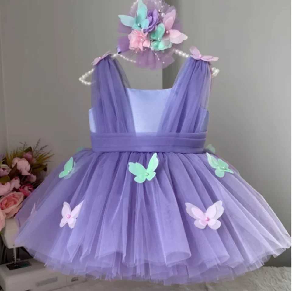 Flower Girl Dresses Elegant Princess Satin Ball Gown For Kids Birthday Party Dress Simple Bow First Communion Dress X250203