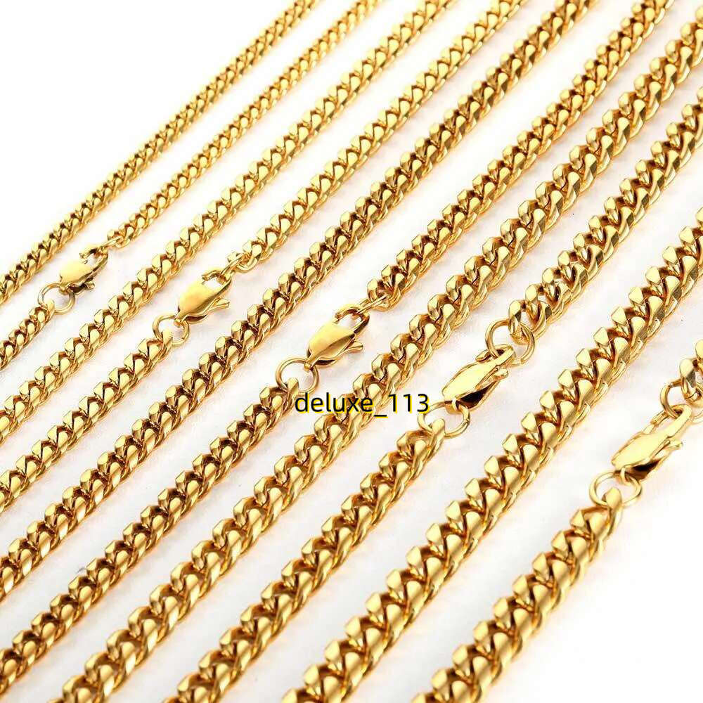 Hip Hop Cuban k Chain Real Gold Plated Stainless Steel Metal Necklace for Men 4mm 6mm 8mm