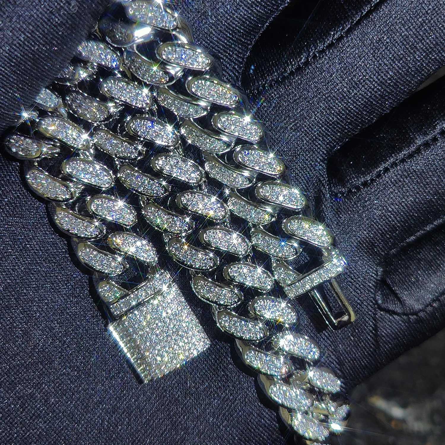 d Out 18K Gold Filled Miami Cuban Link Bracelet Chain 12mm Mens Hip Hop Jewelry Diamond CZ NecklaceXJ250114
