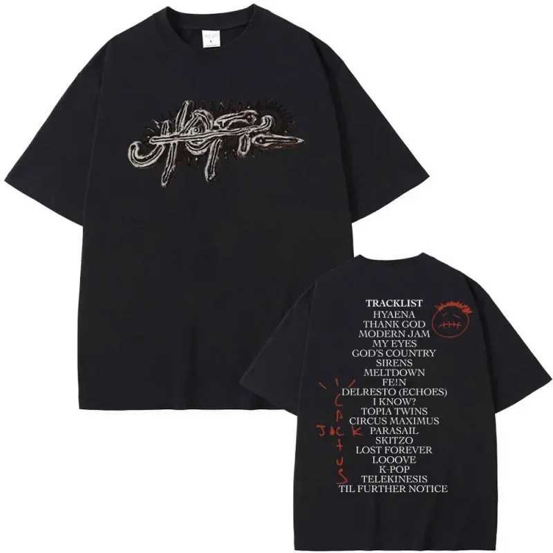 Rapper Tshirt UTOPIA Album Graphics Mens T-shirts Hip Hop Pure Cotton Tees Male Casual Oversized T Shirt Streetwear X250203