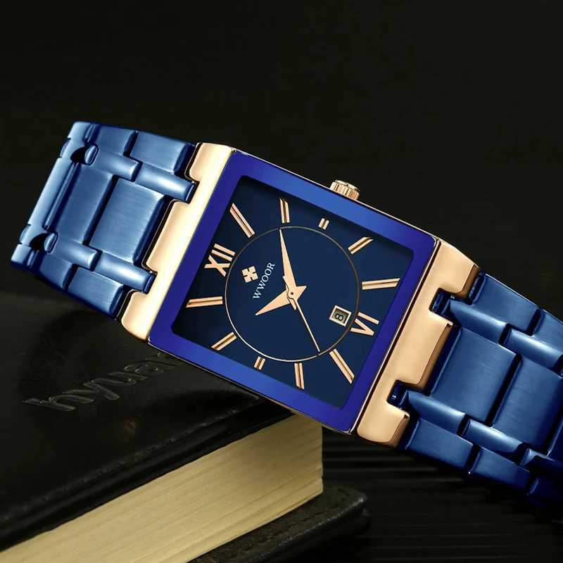 2024 WWOOR New Wen Watches Top Brand Luxury Wens Bracelet Blue Square Watch Ladies Dress Quartz Wristwatch Womens Watch X250203