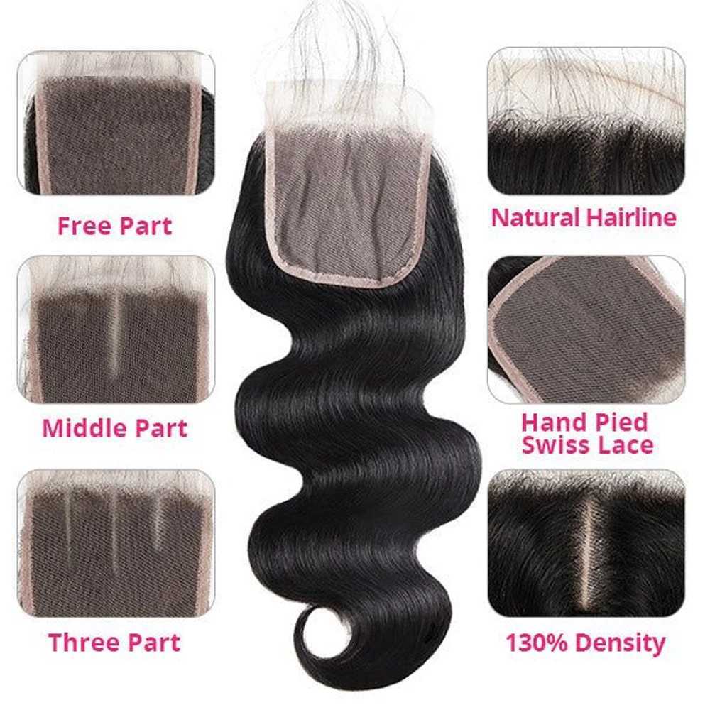 4x4 HD Transparent Lace Frontal Clo Human Hair Straight Body Wave Deep Kinky Curly Remy Hair Free Part PrePlucked NaturalXJ250120