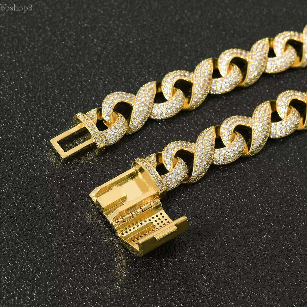 New 15MM Hip Hop Iced Moissanite Stainless Steel Season Sier Dia Cuban k Chain For Men