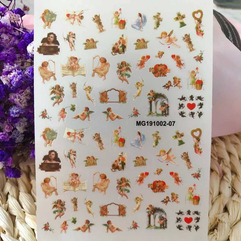 Angel Cupid Nail Stickers Charm DIY 3D Angel Flower Pattern Nail Art Decoration Self-Adhesive Transfer Decals Slider AccessoryXJ250120