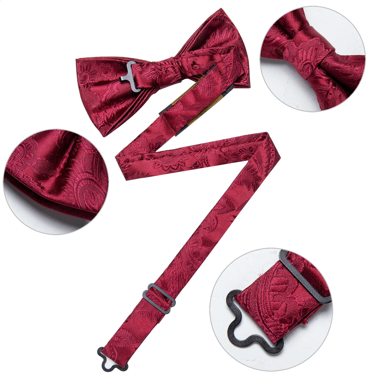Wedding Bow Tie for Men Classic Red Pretied Bowtie Cufflinks Corsage Set Party Silk Butterfly Knot Gift Man Accessories 250118