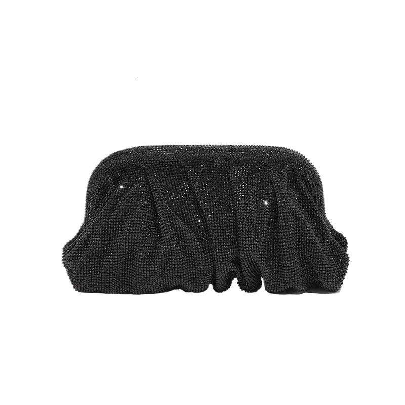 new style Women's Shiny Rhinestone Dinner Clip Diamond Handbag Shoulder Cloud Bag