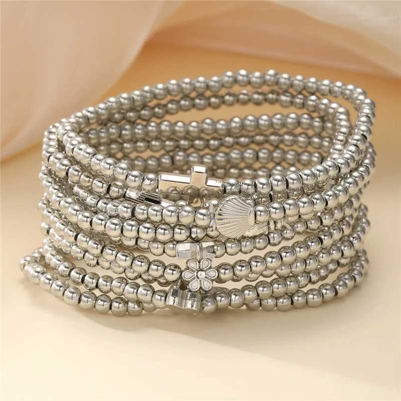 Punk Vintage Gold Color Heart Star Pineapple Flower Cross Beads Bracelets for Woman Luxury Designer Jewelry Bracelets Women Femme W250121
