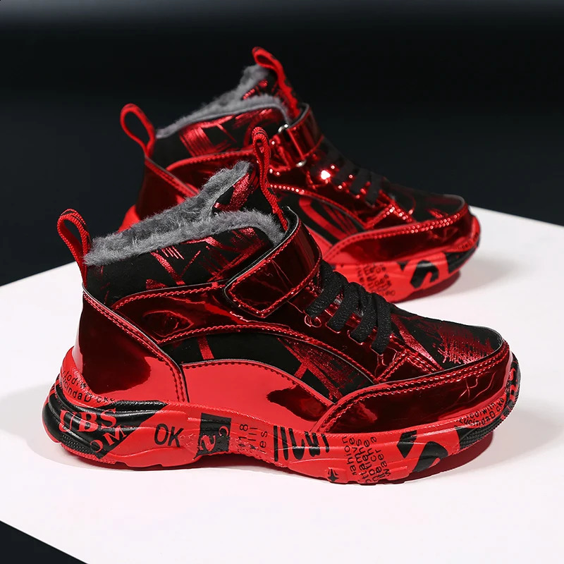 Winter childrens running shoes boys anti slip and waterproof casual shoes warm and cotton sports shoes fashionable teenagers hiking sports shoes 25011