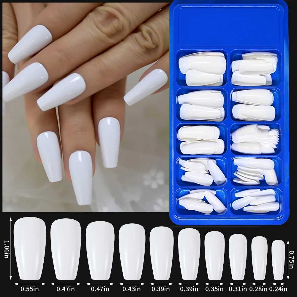 Diamond White Tips For Nails Extension 100pcs On Fake Ballerina Gel Nail Art Nude White Pink Press On Nails In Coffin 0.75inW250120