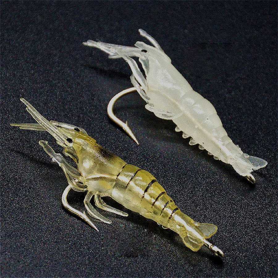 Luminous Shrimp Silicone Artificial Bait Simulation Soft Prawn With Hooks Carp Wobbler For Fishing Tackle/Lure/Accessories SeaXJ250122