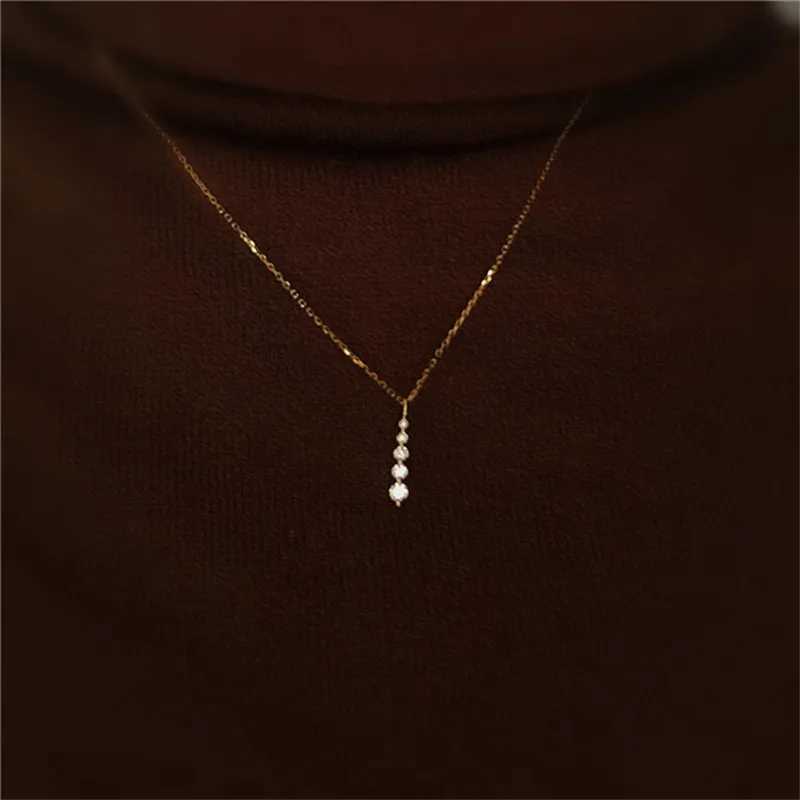 925 Sterling Silver French Simple Crystal Pendant Clavicle Chain Necklace Women Light Luxury Temperament Wedding Jewelry GiftXJ250114