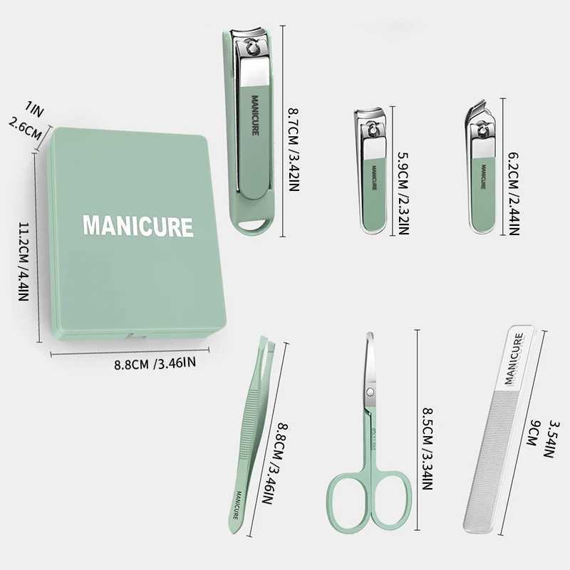6pcs Nail Care Kit - Compact Travel Case Mirror Kit Salon-Quality Clippers Manicure Kit and Grooming Essentials for Men andXJ250121