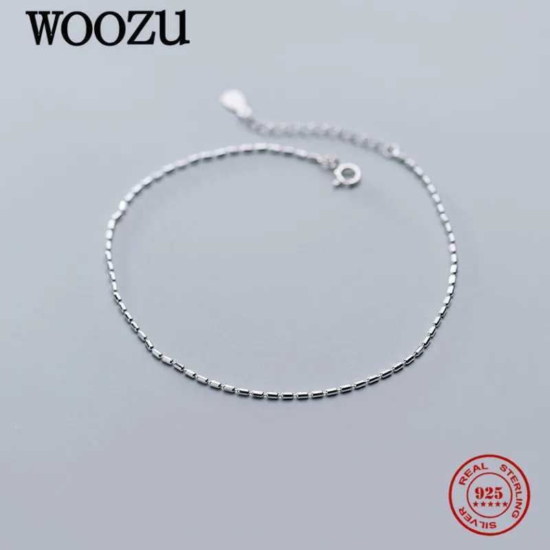 WOOZU Real 925 Sterling Silver Minimalism Square Link Chain Anklet For Women Party Girls Classic Foot Jewelry Gift AccoriesXJ250121