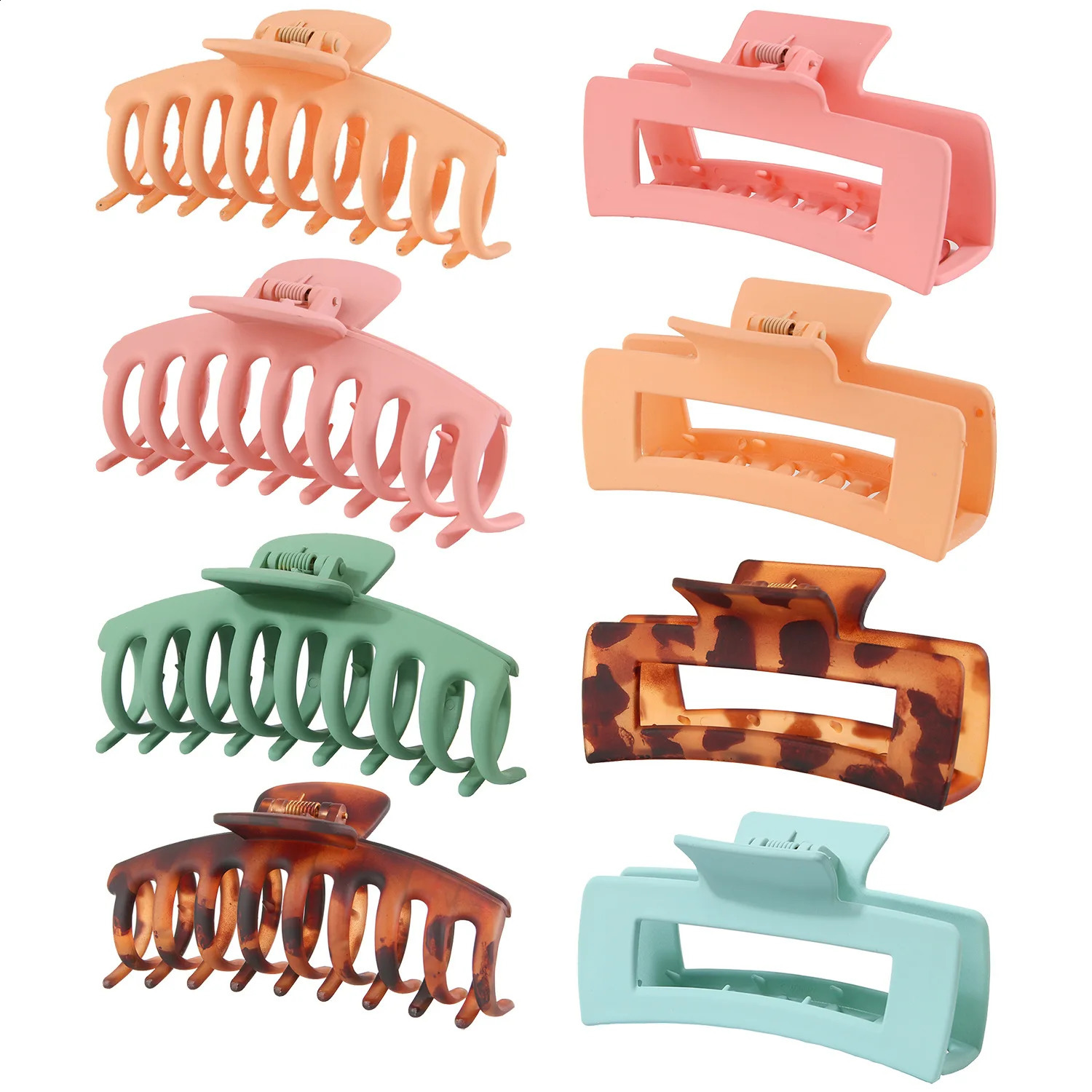 8PCS Korean Matte Hair Claws Elegant Women Acrylic Hair Clips Large Size Barrettes Crab Headwear Hairpins Girls Hair Accessories 250120