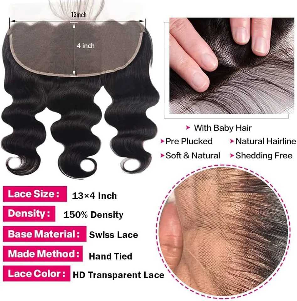 3 4 PCS 28 32 Inch Bundles With 13X4 Lace Frontal Body Wave Human Hair Bundles Raw Straight Deep Wave Hair Weaving Bundle DealsXJ250120