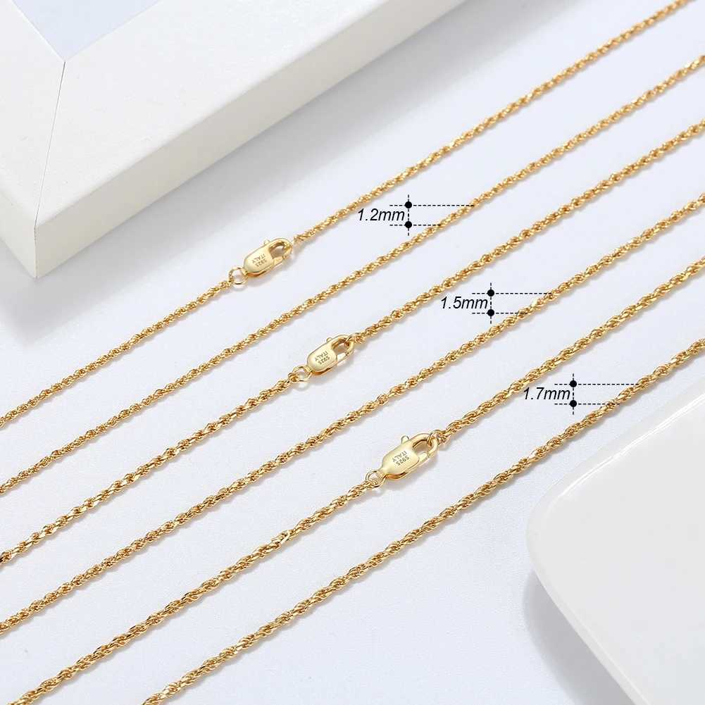 KISS MAN 925 Sterling Silver Diamond-Cut Rope Chain Necklace with 18K Gold for Women1.2mm Width Necklace Jewelry SC29XJ250114