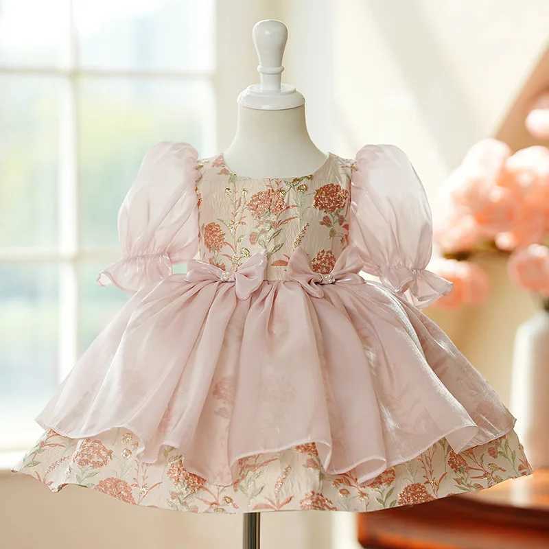 2024 Quality Flower Girls Dress Wedding Birthday Dress Big bow First Communion Dresses for Girls Baptism Party Dresses X250203