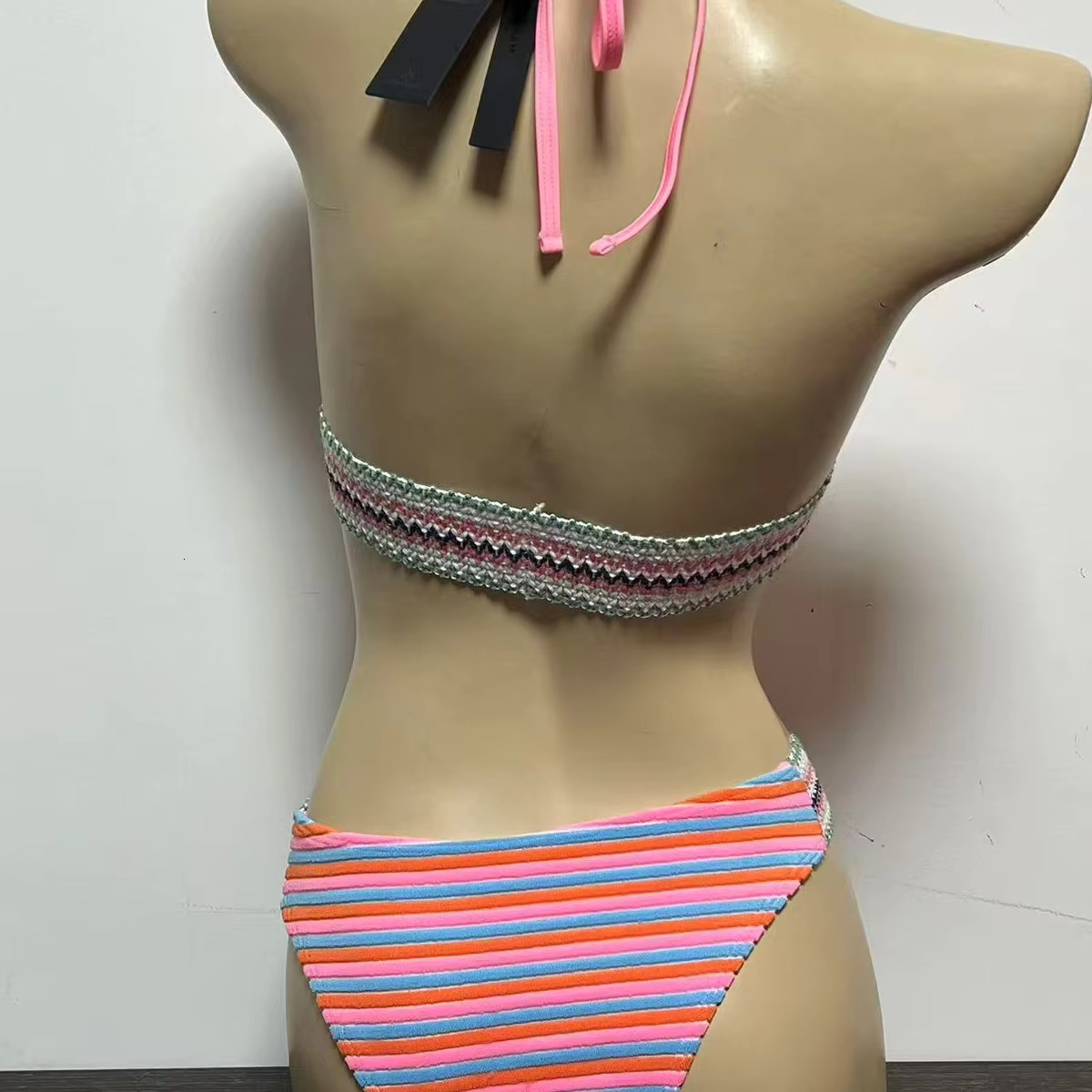 KNOW DREAM Spriped Multi-Colour Sexy Split Body Quick-Drying Strap Small Fresh Bikini Classic Retro Women Swimsuit