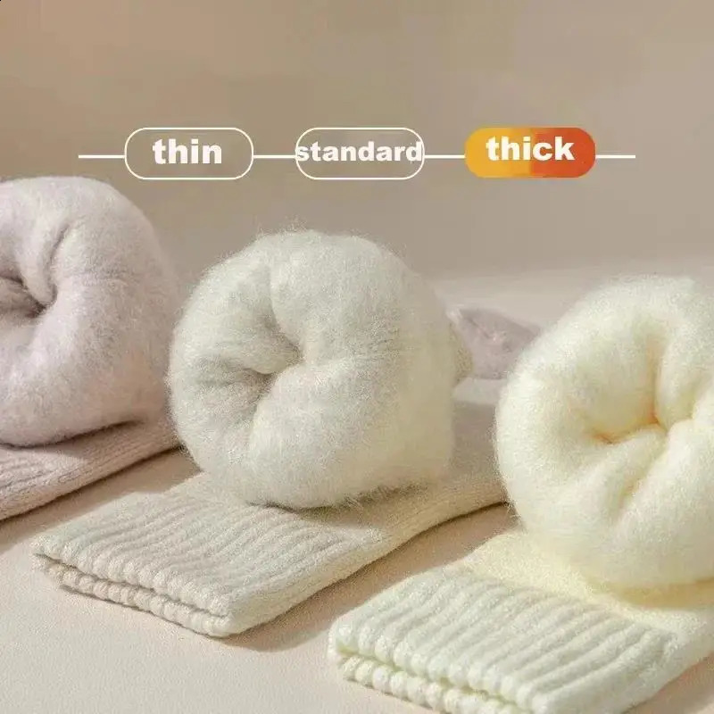 3 Pairs Women Socks Wool Autumn Winter Warm Snow Markron Color Thick Plush Hairy Soft Postpartum Stockings Floor Sleep Socks 250121