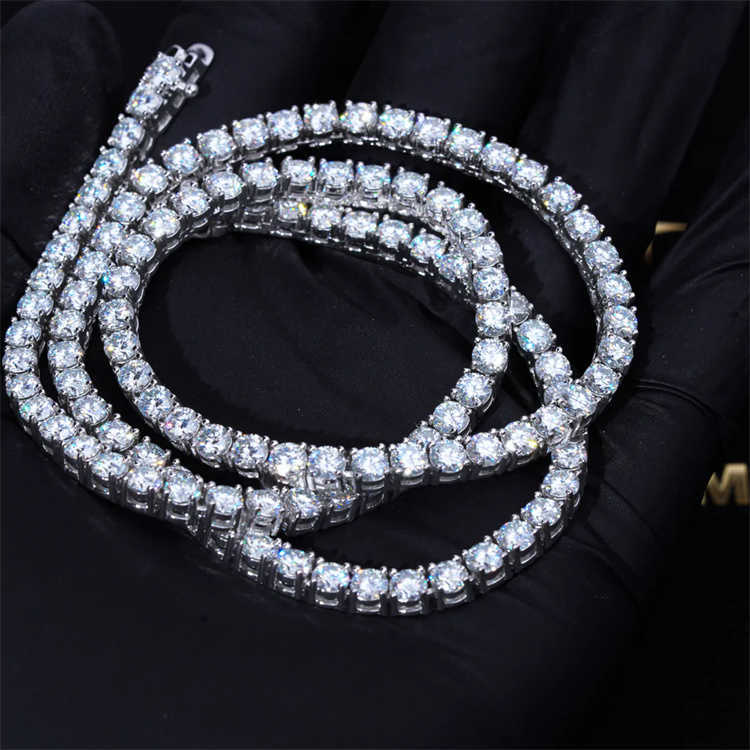 Designer necklace Gems 4mm Hip Hop Square Diamond Tennis Chain Big Moissanite Tennis Chain Moissanite Tennis Chain Choker jewellery