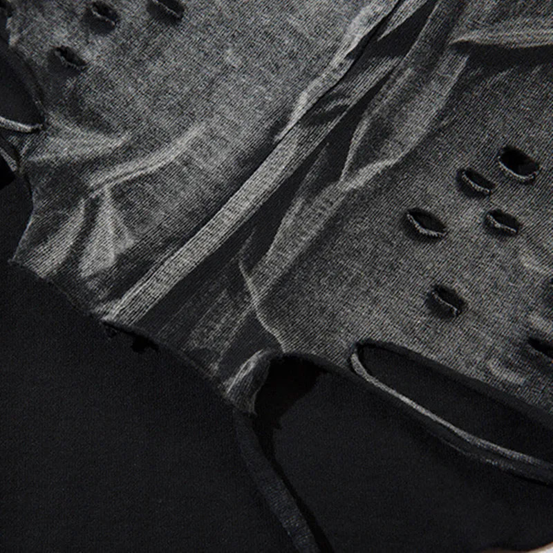 2024 Summer Tie-dye Ripped Hole Hip Hop Punk Rock Short Sleeve T Shirt Men Women High Street Casual Vintage Tees Tops 250109